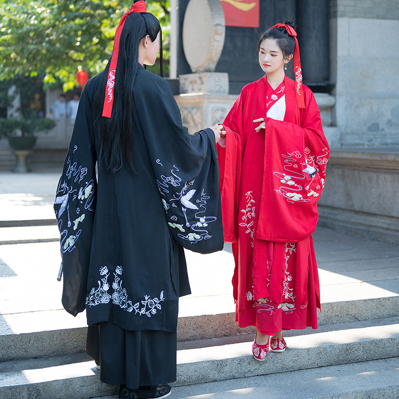 Borduurwerk Hanfu Traditionele Dans Kostuums Vrouwen Mannen Folk Festival Outfit Crane Fee Jurk Rave Prestaties Kleding DC3453