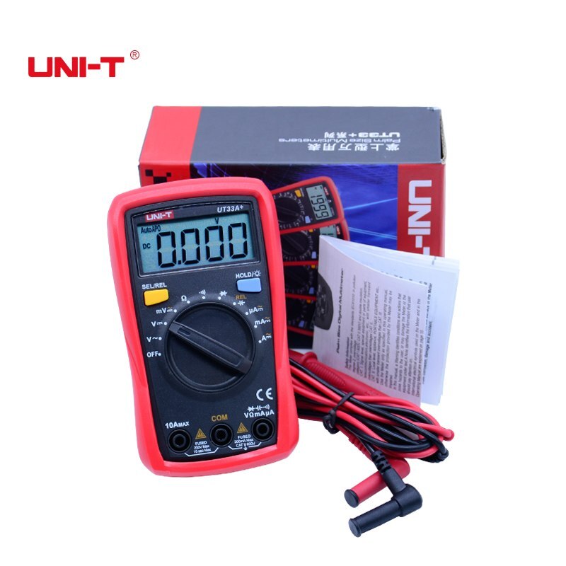 Multímetro UNI-T de tamaño de Palma UT33A + UT33B + UT33C + UT33D + multímetro digital con capacitancia/NCV/prueba de diodo/Zumbador de continuidad: UT33A