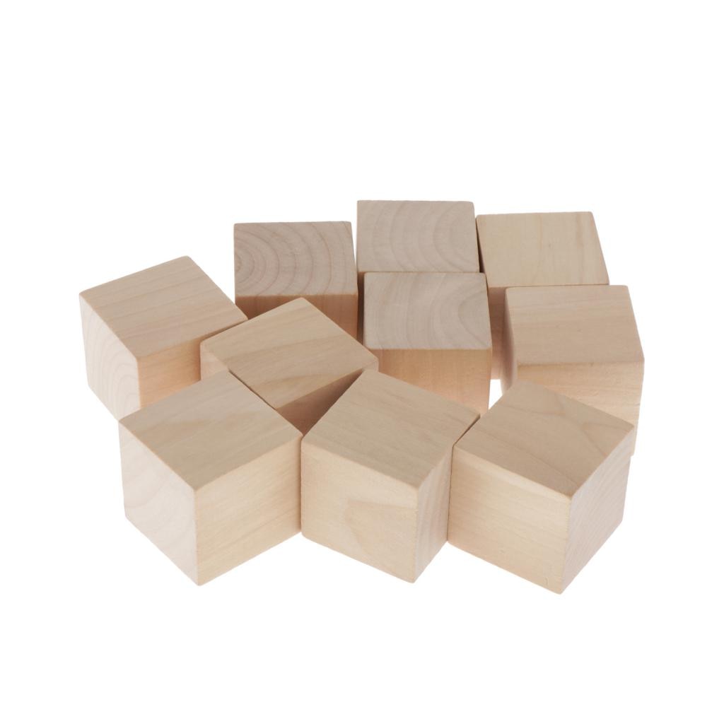 4Cm Houten Kubussen, 10Pcs Onvoltooide Vierkante Houten Blokken Voor Kinderen Wiskunde Onderwijs, Ambachten & Diy Projecten