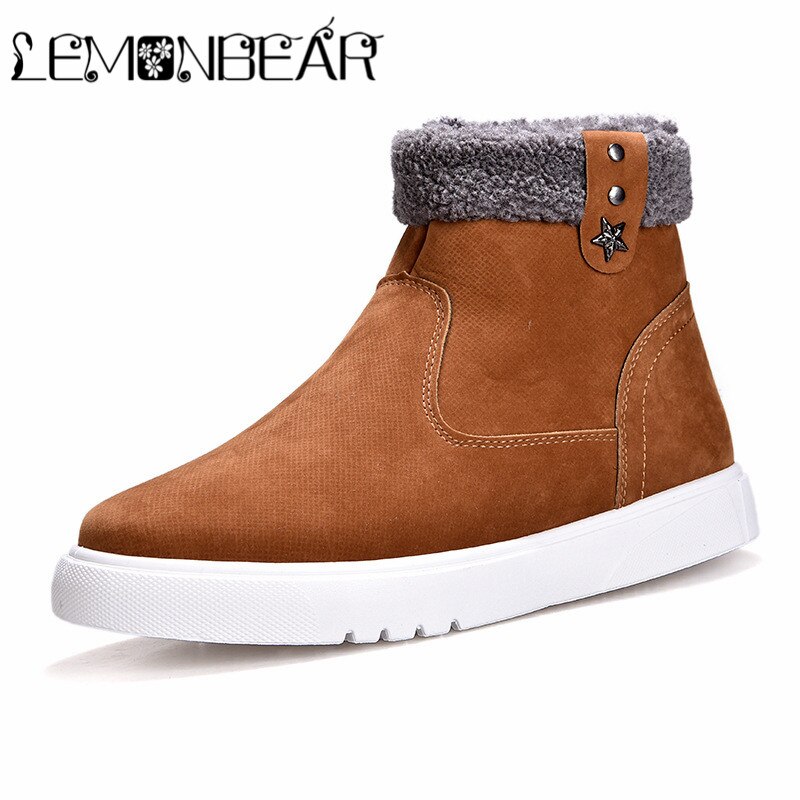 Chaussures de neige antidérapantes pour hommes, chaussures de neige décontractées, semelles plates chaudes en peluche à la tendance, en coton pour hommes, nouvelle Version coréenne