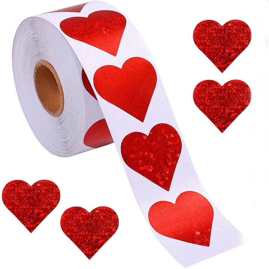 500pcs Sparkle Heart Stickers Red Love Scrapbooking Adhesive Stickers for Valentine's Day Wedding Decor Stationery Sticker: Red