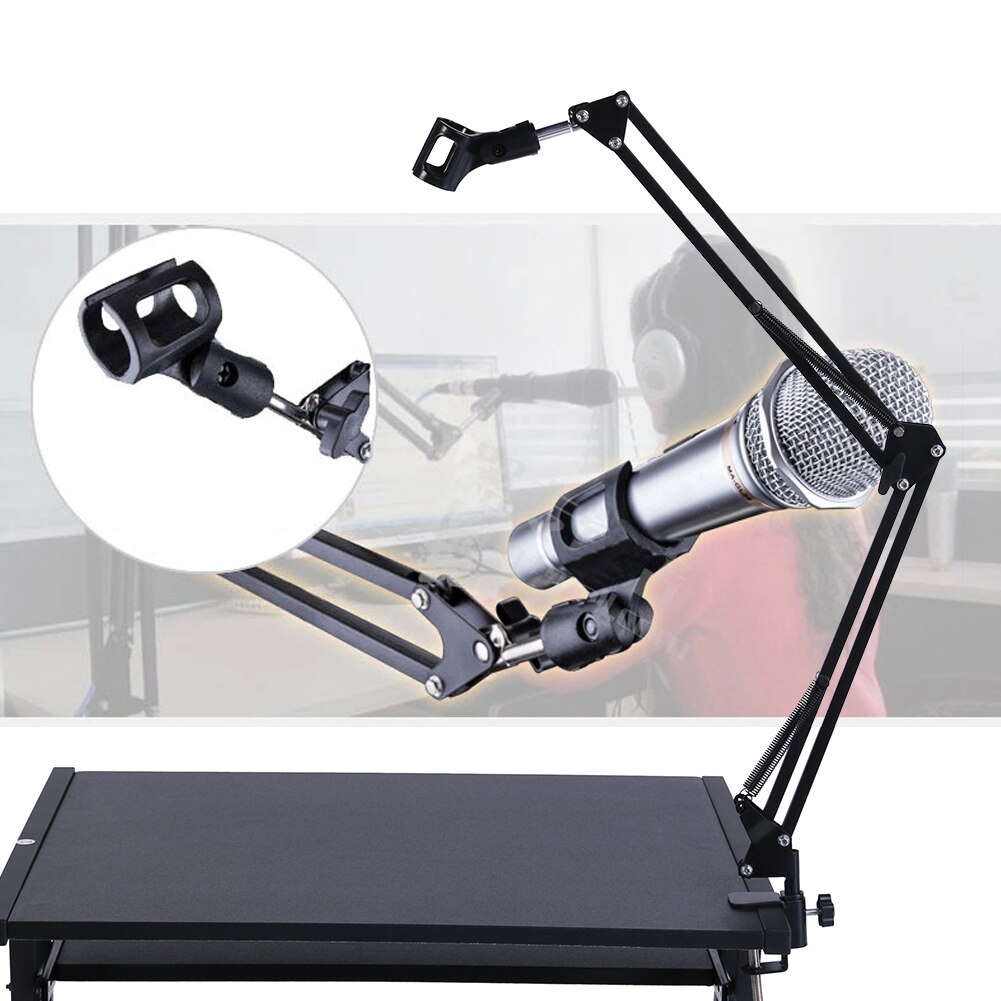 Metal Adjustable Mic Desk Stand Live Radio Recording Microphone Phone Foldable Stand Holder Metal Material Loading 2KG