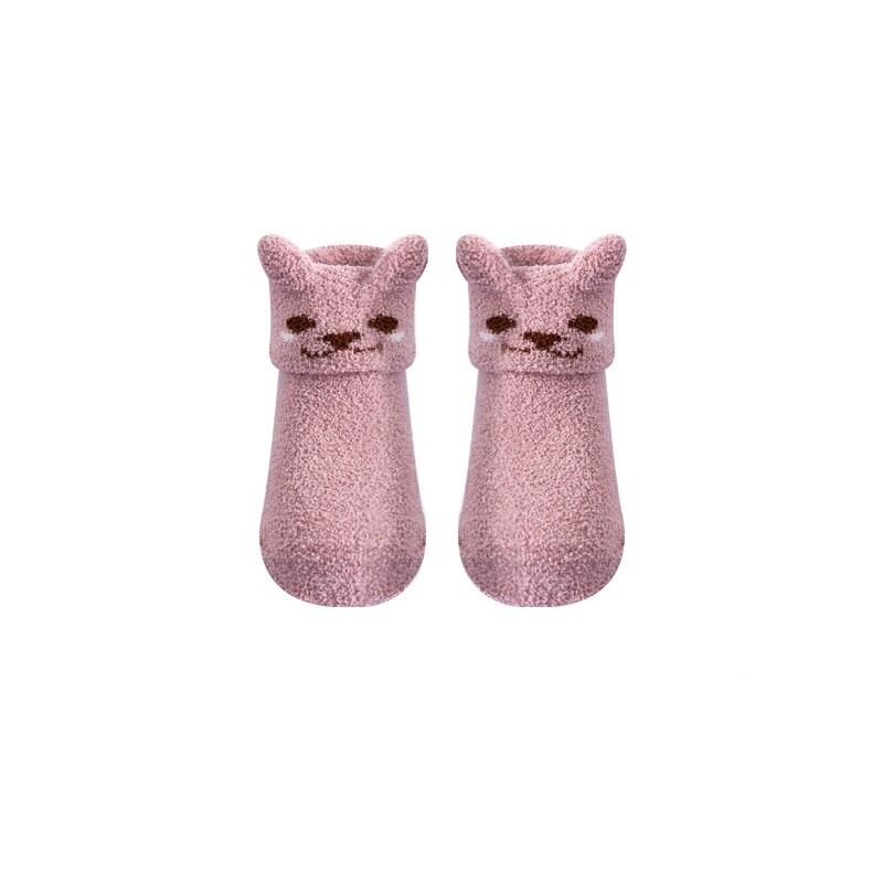 Autumn Winter Thick Soft Baby Girls Socks Coral Fleece Newborn Baby Socks Infant Baby Boy Socks Warm Slip-resistant Floor Socks: Pink / 1-2 years old
