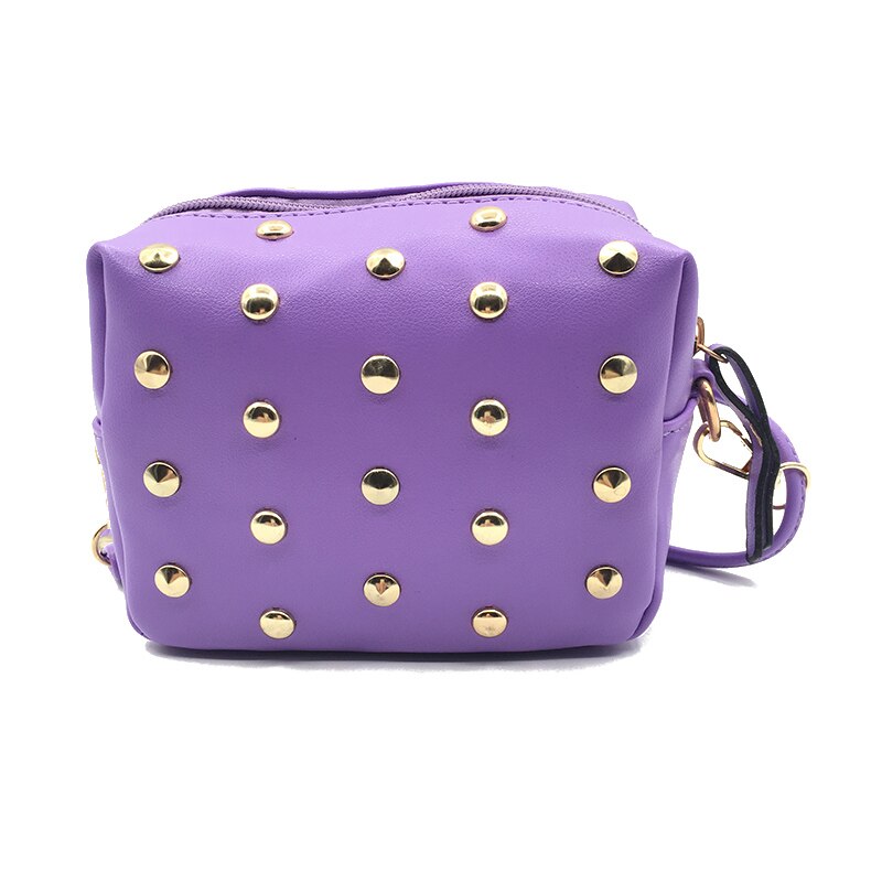 Rivet Mini Bags for Women 2022 Leather Messenger Bags Shoulder Bag Women Crossbody Female Handbags Ladies Cute Bolsas Femininas: Purple