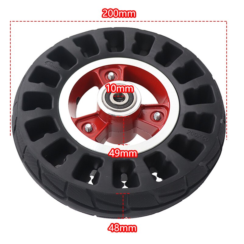 200x50 Tyre Inflation Electric Vehicle Aluminium Alloy Wheel Pneumatic Tire FOR Electric Scooter Tyre Wheel Hub 8" Scooter: wheel red