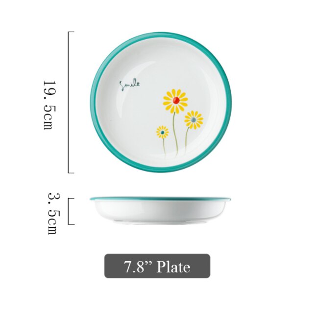 Keramische Diner Borden Kommen Set Leuke Bloem En Perzik Patroon Huishouden Enkele Grote Servies Vajilla Тарелки Для Еды: A8