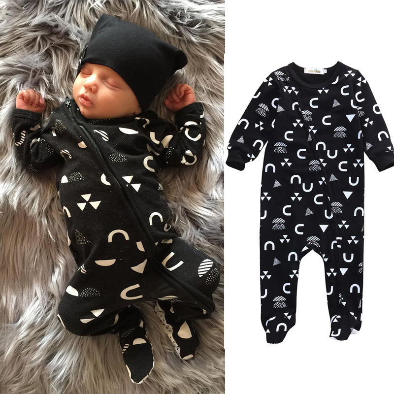 Neugeborenen Babyspielanzug Langarm Baumwolle Reißverschluss Overall Jumpsuit Kleidung + Hut 2 stücke Kinder Kleidung 0-18 Mt