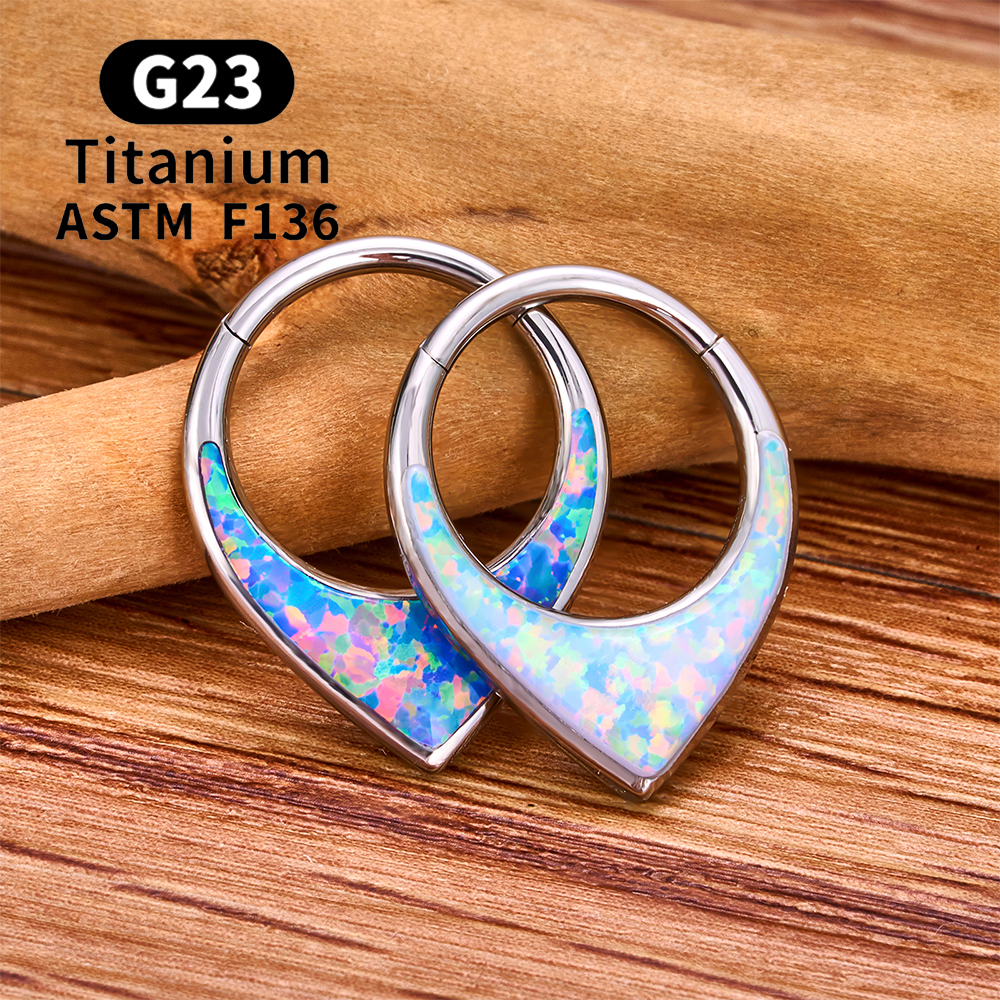 G23 espejo de titanio Luna gota de agua anillo de nariz tabique Piercing Clicker 16G segmento cartílago del trago Daith aro pendientes joyería