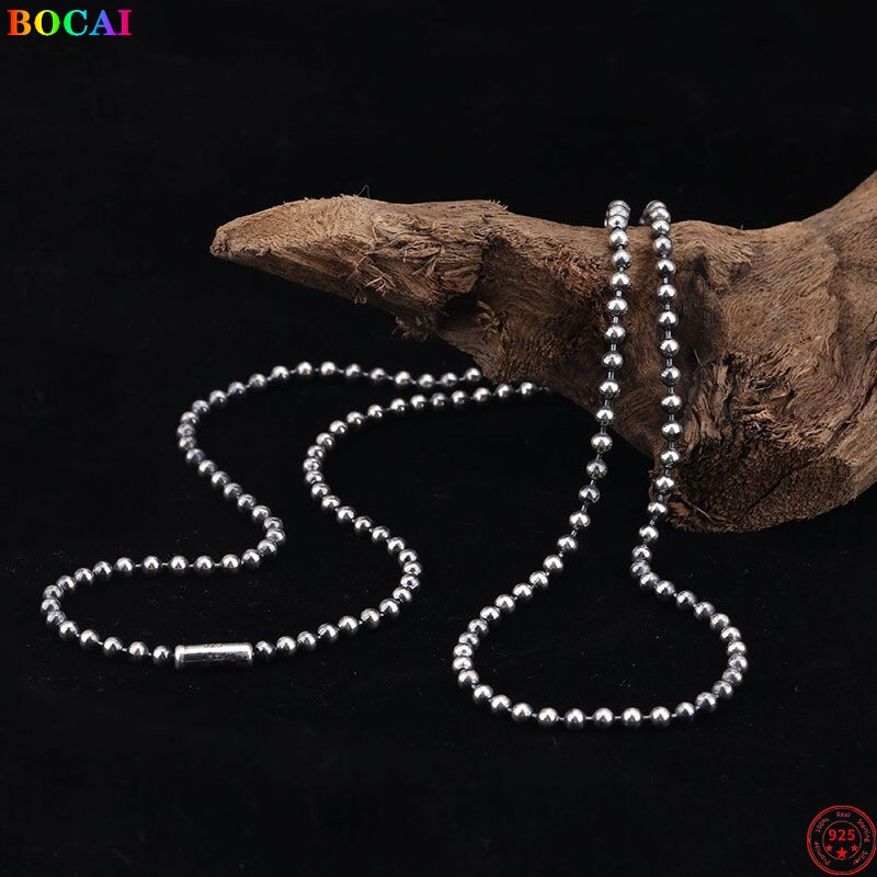 Bocai S925 Sterling Zilveren Ketting Persoonlijkheid Handgemaakte Thaise Zilveren Retro Eenvoudige Trui Ketting Voor Mannen En Vrouwen