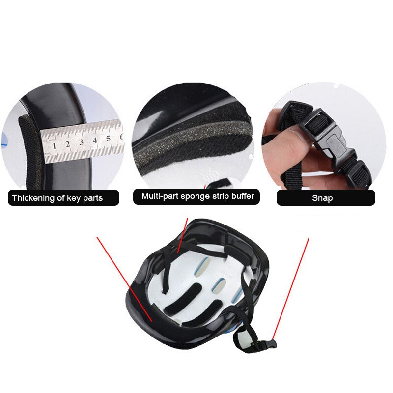 7 st barn cykel knä handledsskydd armbåge set hjälm cykling rullskridsko hjälm huvudskydd