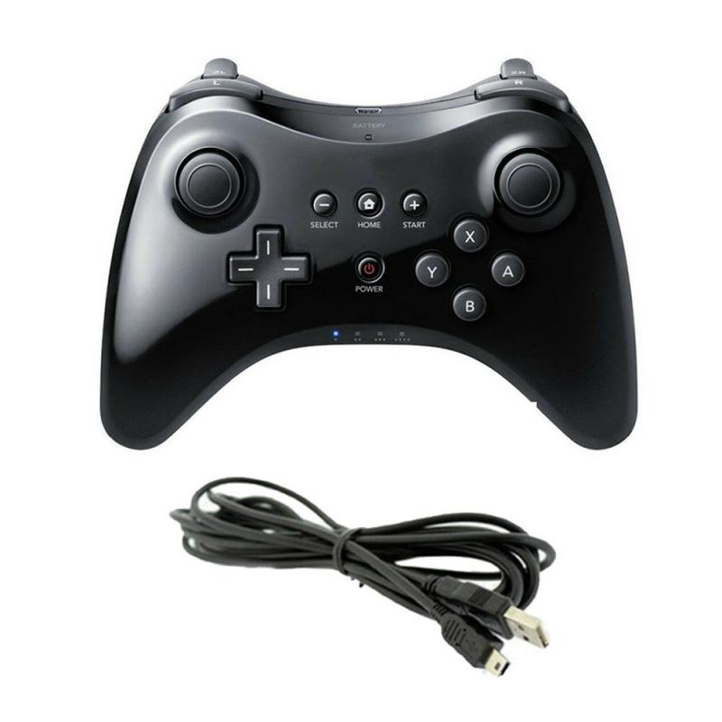 Manette de jeu classique sans fil Bluetooth pour nintendo Wii U Pro, avec câble USB, Joystick: Black