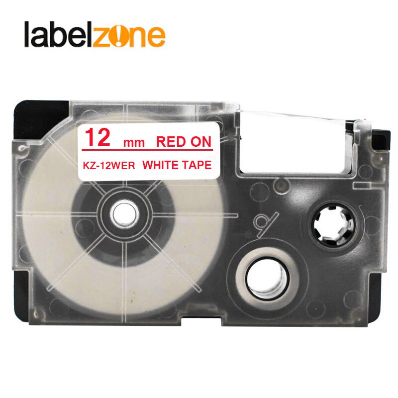Multicolor 12mm XR-12WE XR-12X XR-12YW Laminiert Label bänder kompatibel für KL60 KL100 KL120 KL750 KL780 KL820 KL7000 KL-7200: Red on white