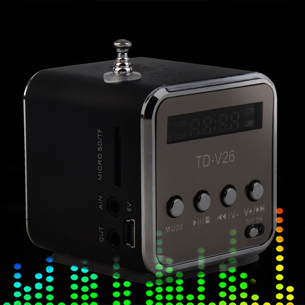 TD-V26 Draagbare Radio Speaker Met Lcd-scherm Ondersteuning Micro Sd/Tf MP3 Muziekspeler Digitale Fm Compatibel Voor Laptop