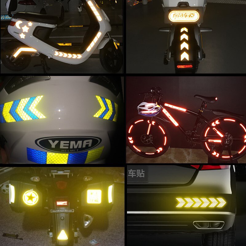 10 Stück Pfeil-Reflektorband, Sicherheitsvorsicht, Warnung, reflektierendes Klebeband, Aufkleber für LKW, Motorrad, Fahrrad, Auto, Styling