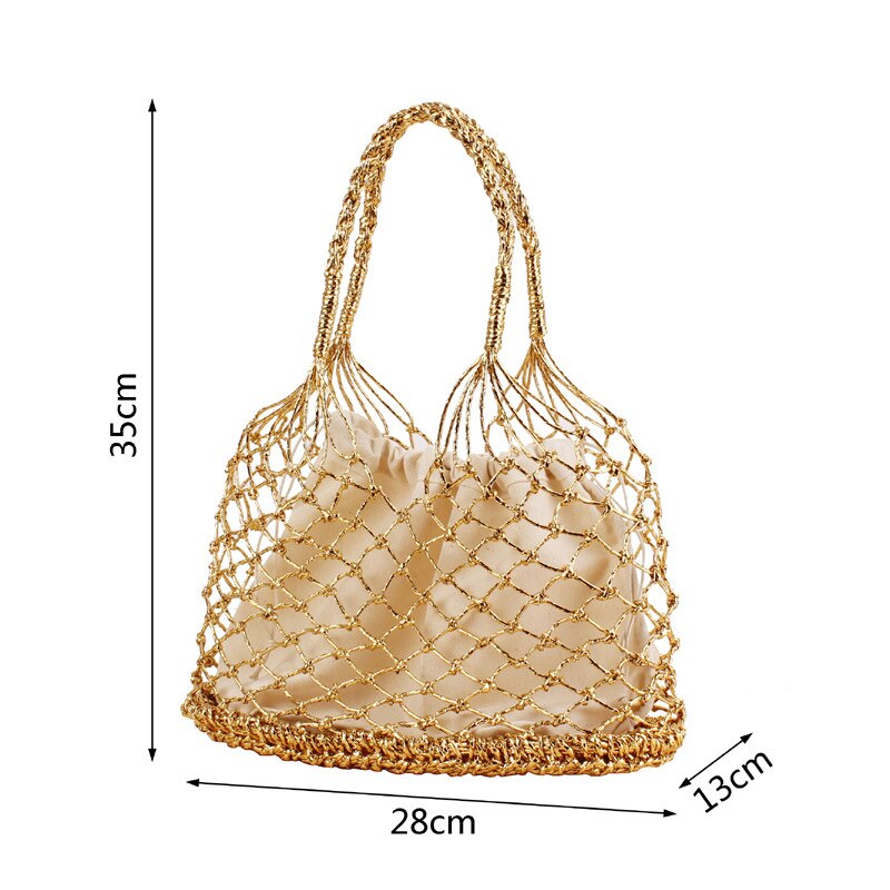 INS Chic Zomer Strand Tassen Katoen Hollow Mand Composiet Tas Leisure Stro Tas voor Meisjes Vrouwen Handtassen Mesh Touw Netto tassen