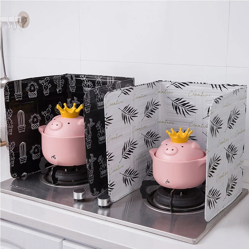 Kitchen Cooker Shield Splash Guard Cooking Frying Oil Splash Screen Cover Aluminium Foil Plate Gas Stove Splash Proof Baffle
