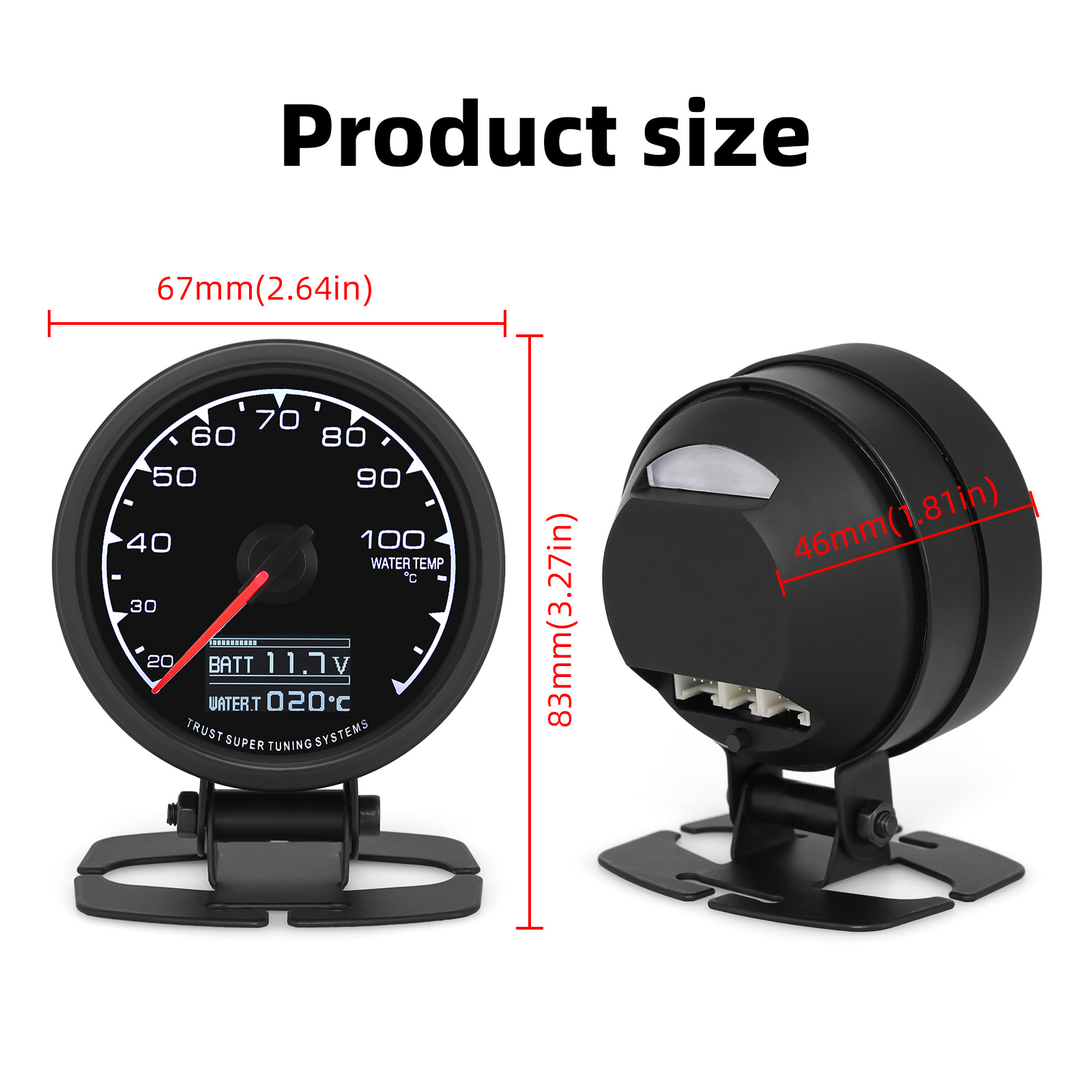 62mm Water Temperature Guage 7 Color LCD Digital Display Car Oil Press Oil Temp Meter Voltmeter Boost Gauge Tachometer AFR EXT