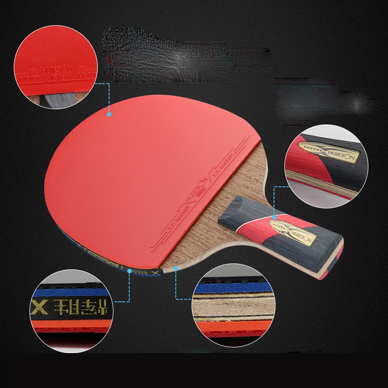 1pc huieson 6 stjerner kinesisk bordtennisracket balltre dobbelt ansikt kviser ping pong racketer padle for konkurranse