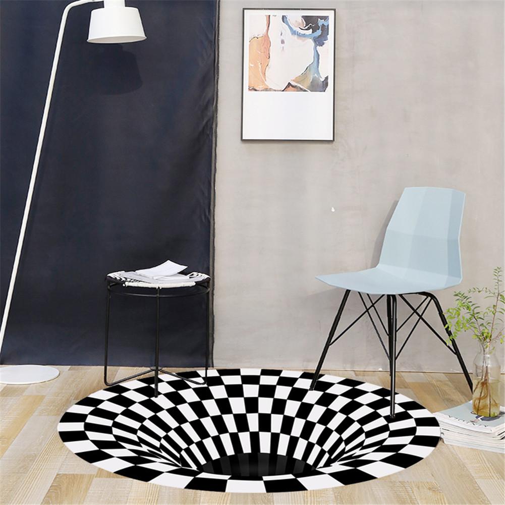 3D Vortex Illusion tapis tourbillon impression sans fond trou tapis blanc noir abstrait géométrique Illusion d'optique salon décor Pad