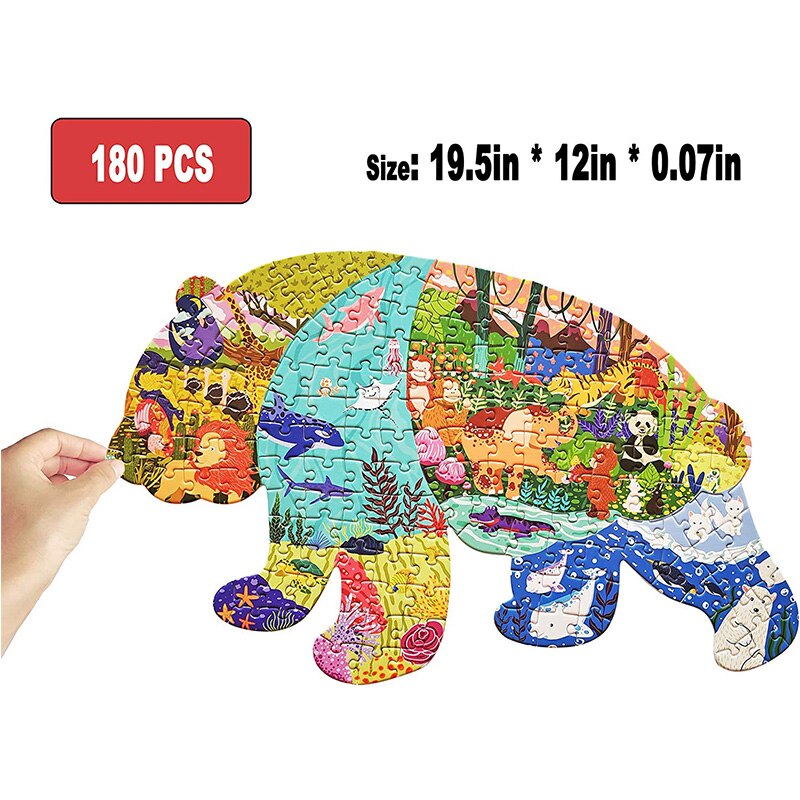 Forme animale Puzzles pour adultes baleine pingouin Triceratops Panda éléphant Lion Puzzle jouets éducatifs pour enfants plancher Puzzle: Panda