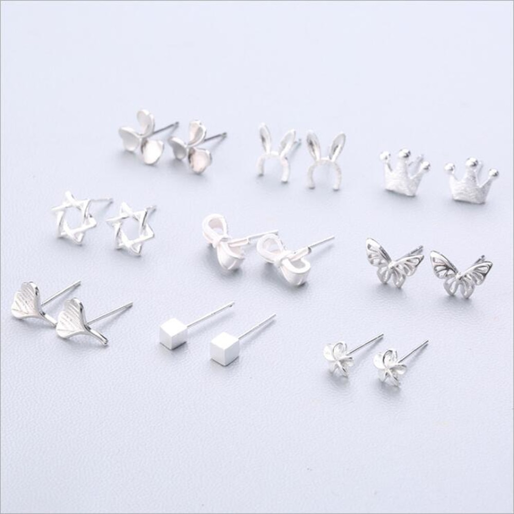 XIYANIKE Vendita Calda Animale Sveglio Orecchini Con Perno 925 Sterling Silver Ear Ago Semplice di Modo di Geometria Orecchini Per Le Donne Regalo 37-54