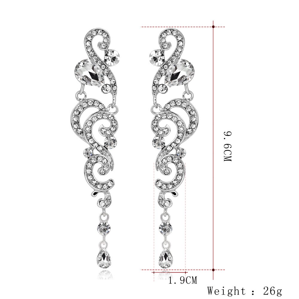 Klassische Kristall Lange Ohrringe für Frauen Schmuck Klar Farbe Strass Hochzeit Partei Baumeln Ohrringe Bräute: BA153