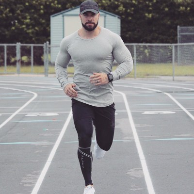 2020Autumn and Winter Muscle Fitness Brother Sports Running Training Long-sleeved T-shirt Men's Slim Long-sleeved T-shirt