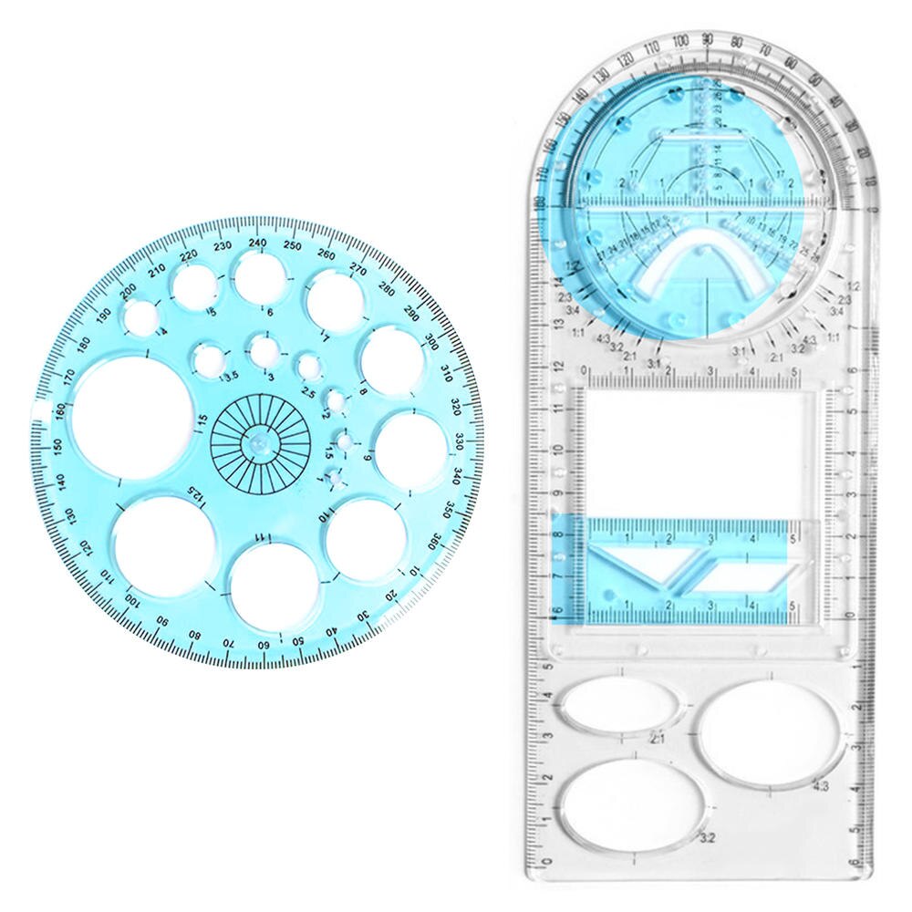 Multifunctional Geometric Ruler Drawing Ruler Drawing Template Measuring Tool Plastic Draft Rulers for School Office Supplies: high school