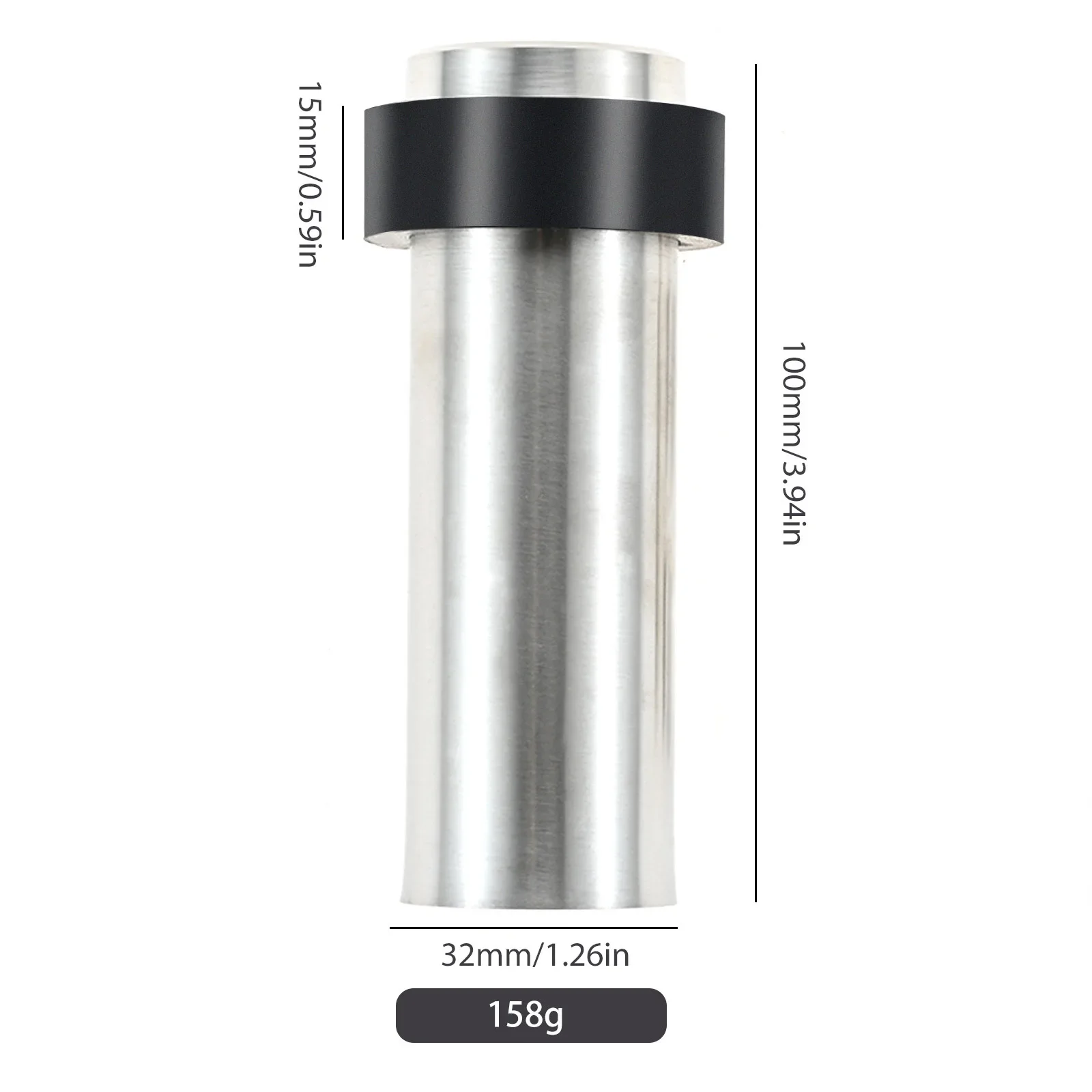 Tope de puerta silencioso de acero inoxidable, Tope de puerta cilíndrico anticolisión montado en la pared, para puertas de azulejos de cerámica, vidrio y madera, 1 unidad: Negro