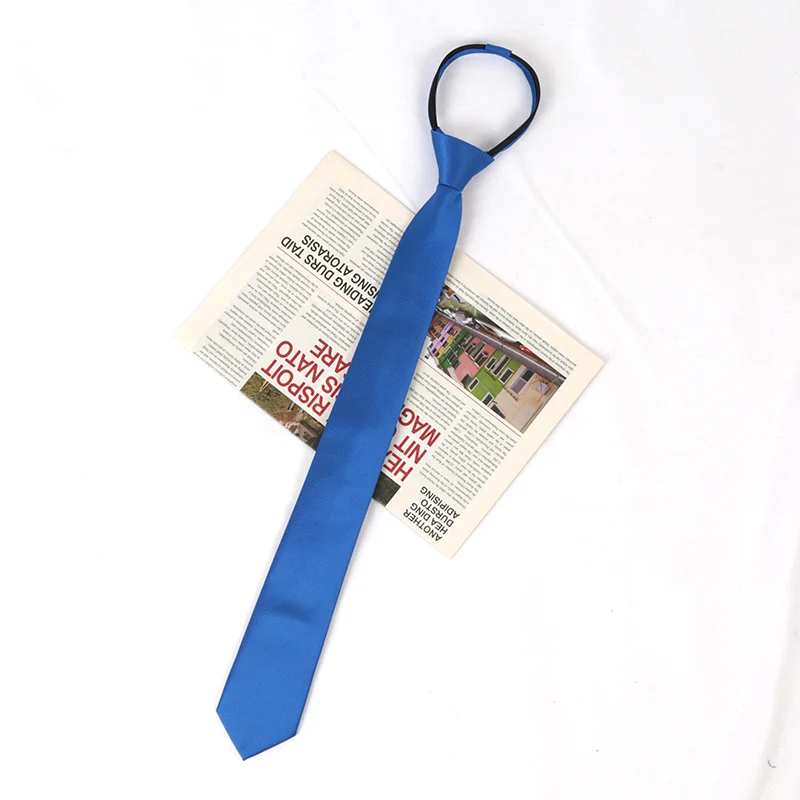 Unisex Black Simple Clip on Tie Women Men Zipper Ties Shirt Accessories Necktie for Man Skinny Slim Narrow Party Wedding Necktie: ROYAL BLUE