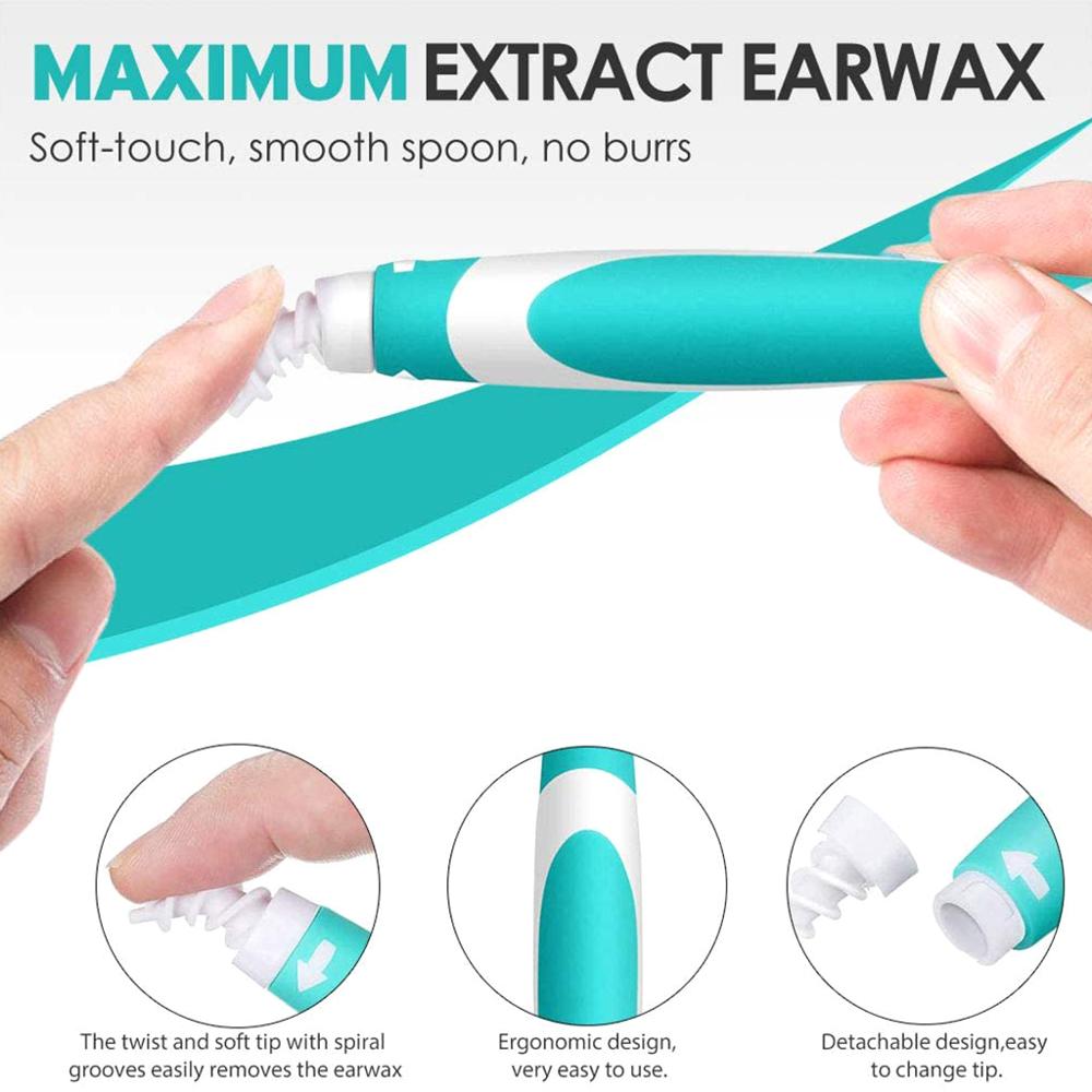 Nettoyeur d'oreilles, cure-oreille, spirale, avec 16 embouts de rechange, outils de soins, avec boîte