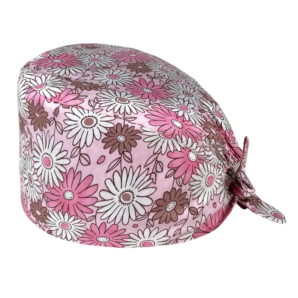 Unisex cotton and linen cartoon cute printing nursing hat lab spa pet shop working cap breathable nurse head caps: 12162