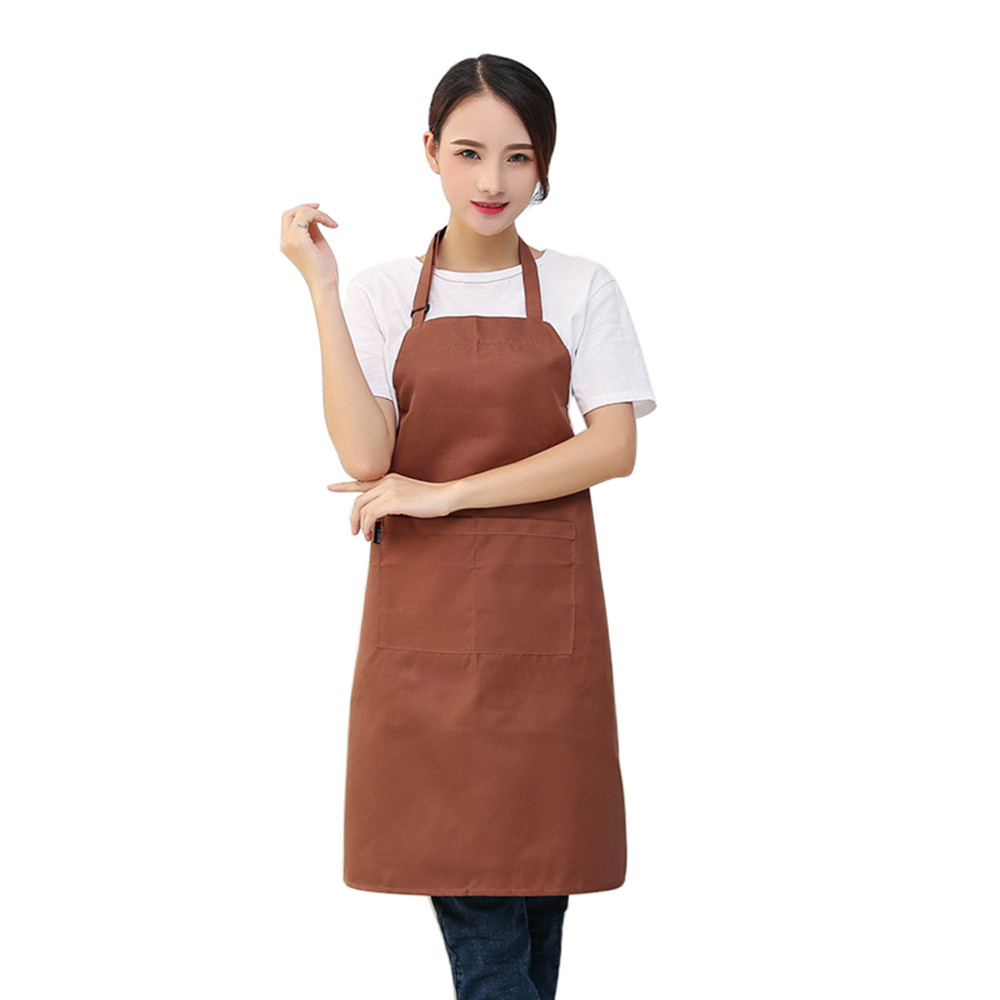 Ajustable cuello colgante raya patchwork restaurante chef trabajo de Cocina Barbacoa familiar delantal de cocina camarero salón de belleza delantal: Khaki 