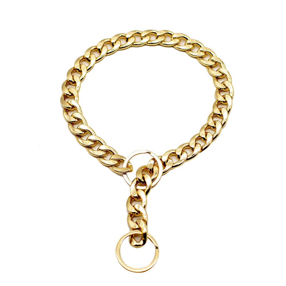 Rostfritt stål hundkedja metallträning husdjurshalsband tjocklek guld silver slip hundhalsband för stora hundar bulldog
