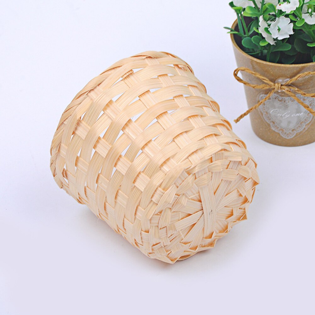 Bambus vævet kurv bh diverse organisator rattan plantekasse desktop container