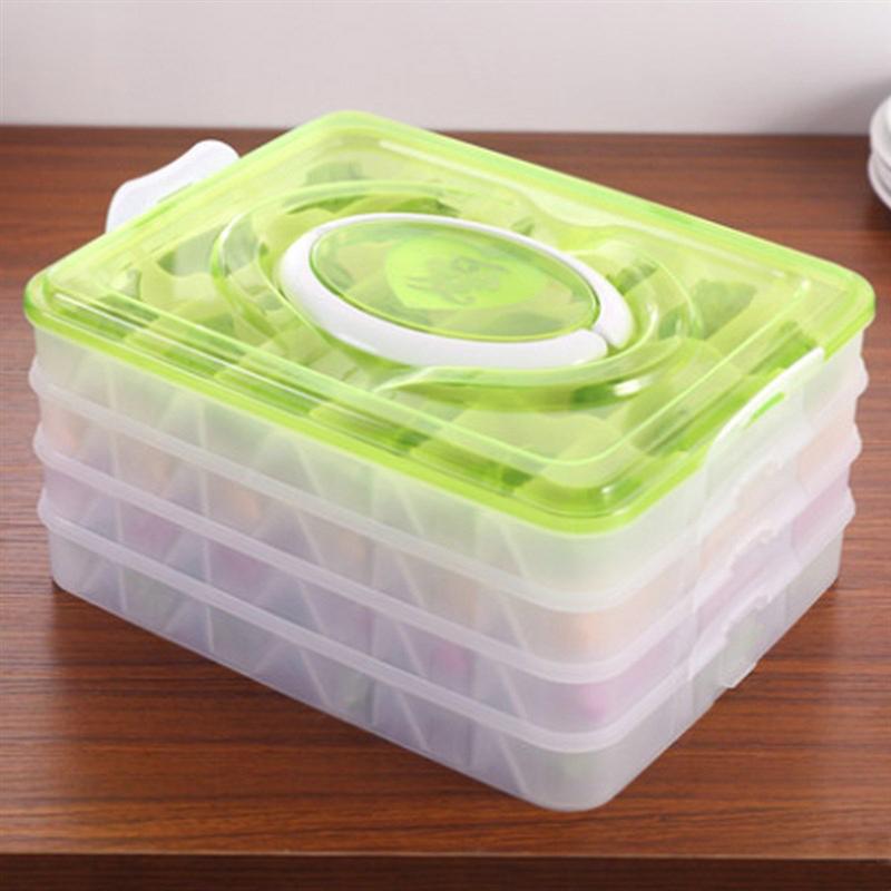 Refrigerator Fresh-keeping Dumpling Storage Box Four Layers Portable Stackable Dumpling Container Holder Organizer