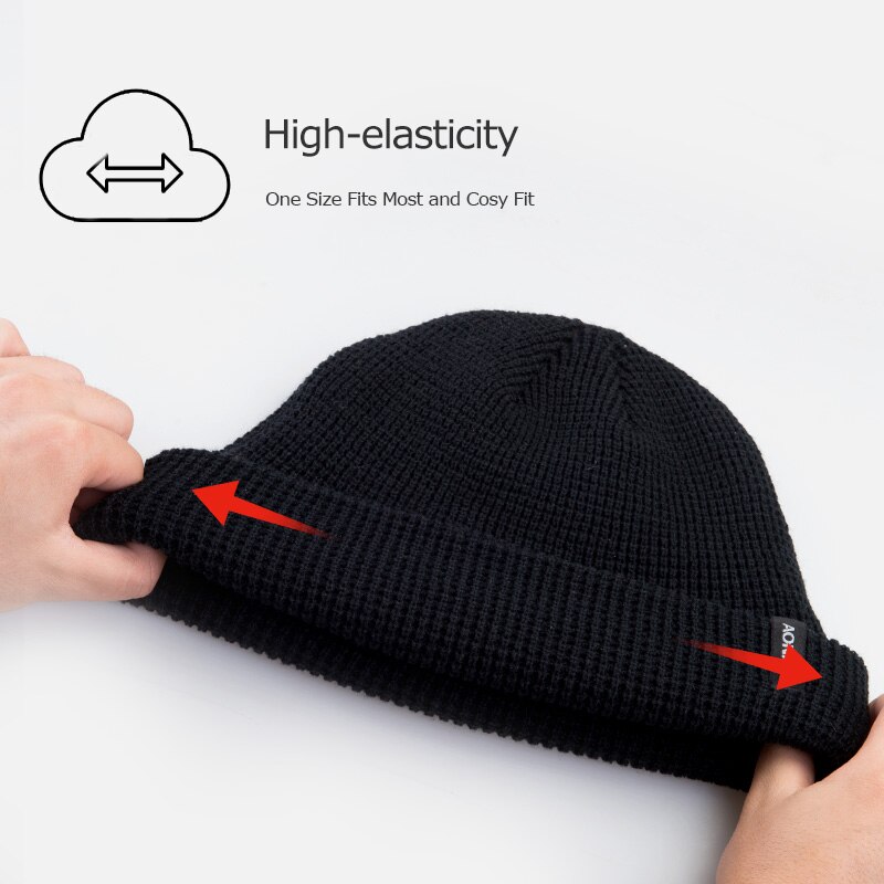 AONIJIE Winter Thermal Sports Slouchy Cuffed Knit Beanie Hat Skull Cap For Running Marathon Travelling Cycling Men Women