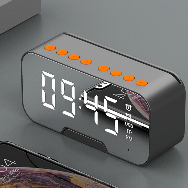 Led Spiegel Scherm Wekker Horloge Tafel Digitale Klok Despertador Draadloze Bluetooth 5.0 Speaker Fm Hand-Gratis Call Tafel decor: Grijs