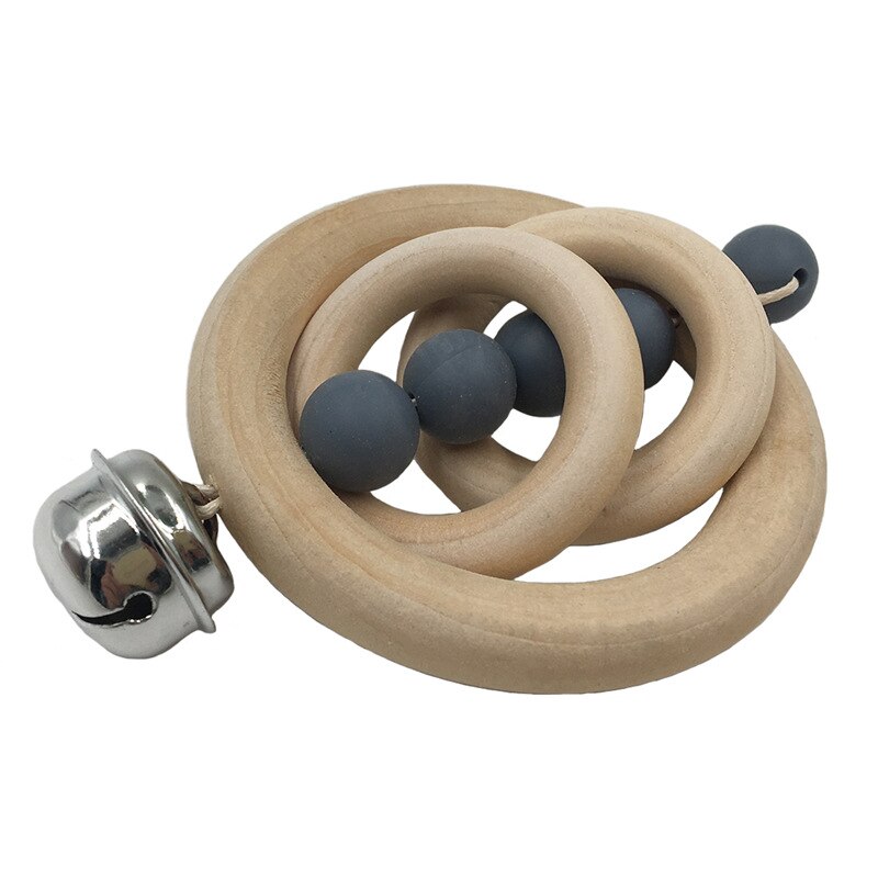 Baby Speelgoed Rammelaars Voor Pasgeborenen Bed Bel Houten Ring 0-12 Maanden Beuken 1Pcs Hout Bijtring Educatief Speelgoed voor Childrens: gray-no-box