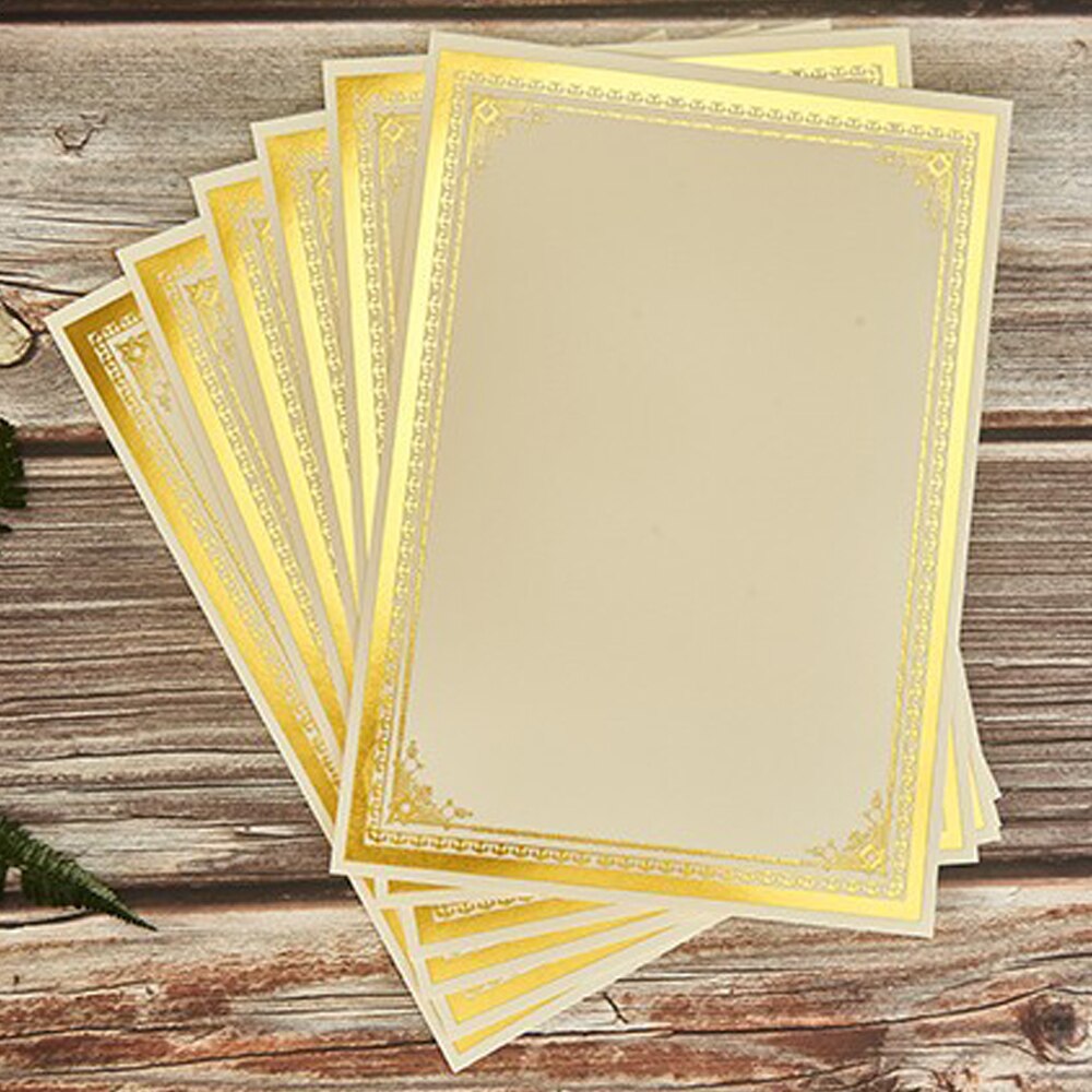20PCS Blank A4 Paper Certificate Inner Page Paper Ivory Cardboard Beige Gold Stamping Silver Frame 12K Inner Core Printing