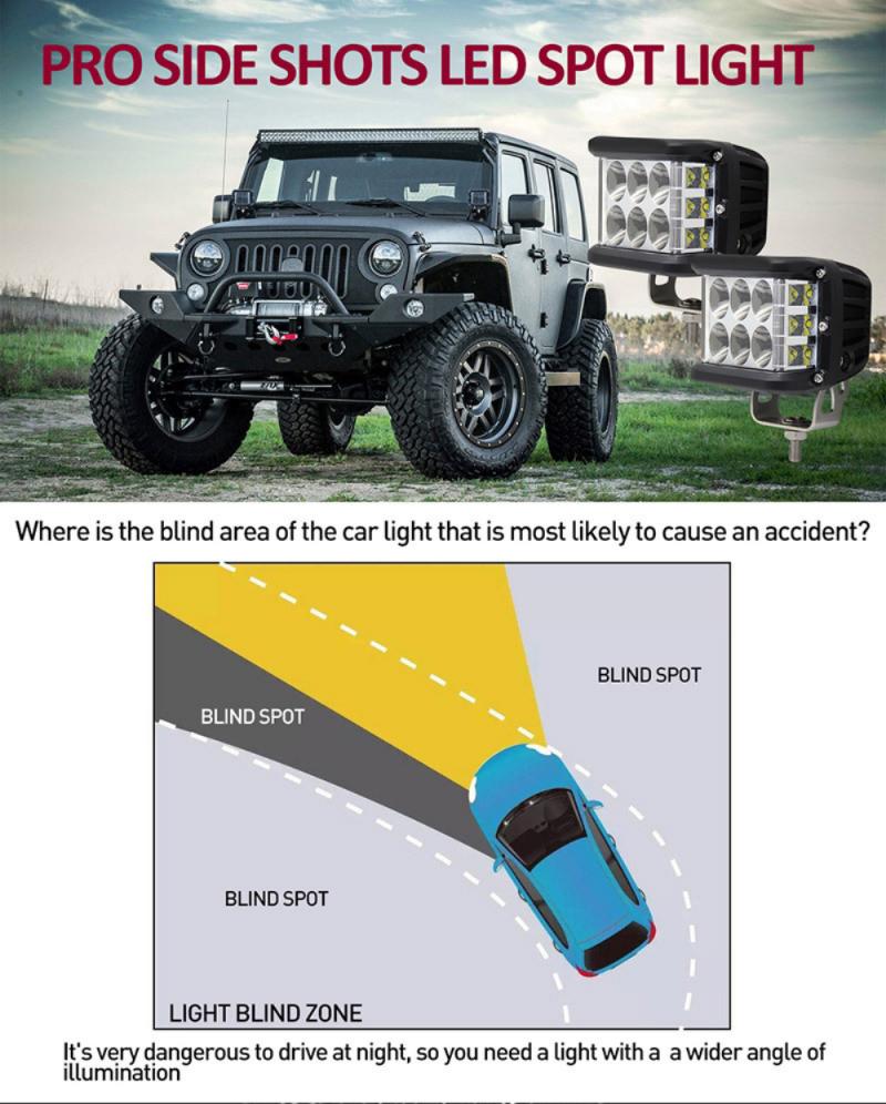 45W Kubus Kant Shooter Led Verlichting Sfeer Lamp Strobe Light Combo Beam Off Road Dual Side Voor Atv suv Truck Marine