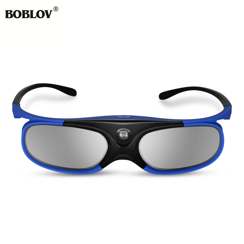 BOBLOV – lunettes à obturateur actif 3D dlp-link, JX-30, 96Hz/144Hz, rechargeables USB, bleu pour Home cinéma, pour projecteur Dell BenQ W1070 W700