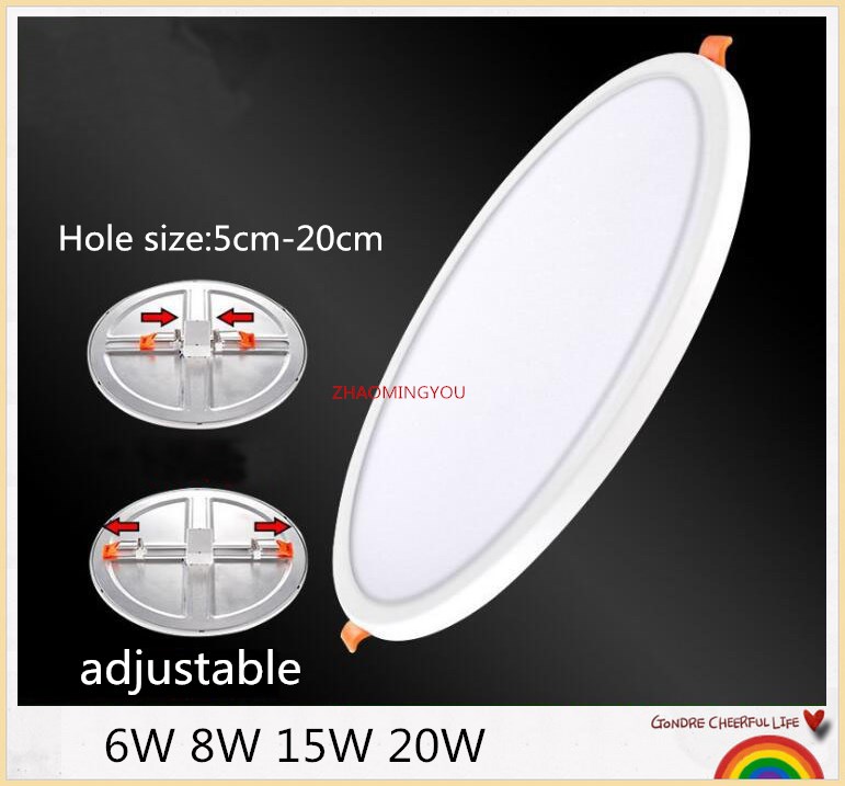 Du 1 stk ultratynne 6w 8w 15w 20w runde led spot hull størrelse 5cm-20cm justerbart led panel lys overflatemontert downlight tak