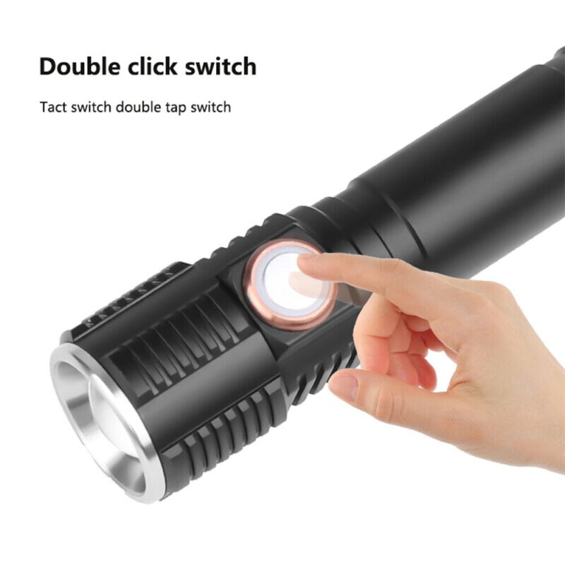 Portable T6 LED Flashlight Torch USB Rechargeable Waterproof Lamp Ultra Bright 3 Modes Dimming 60000LM