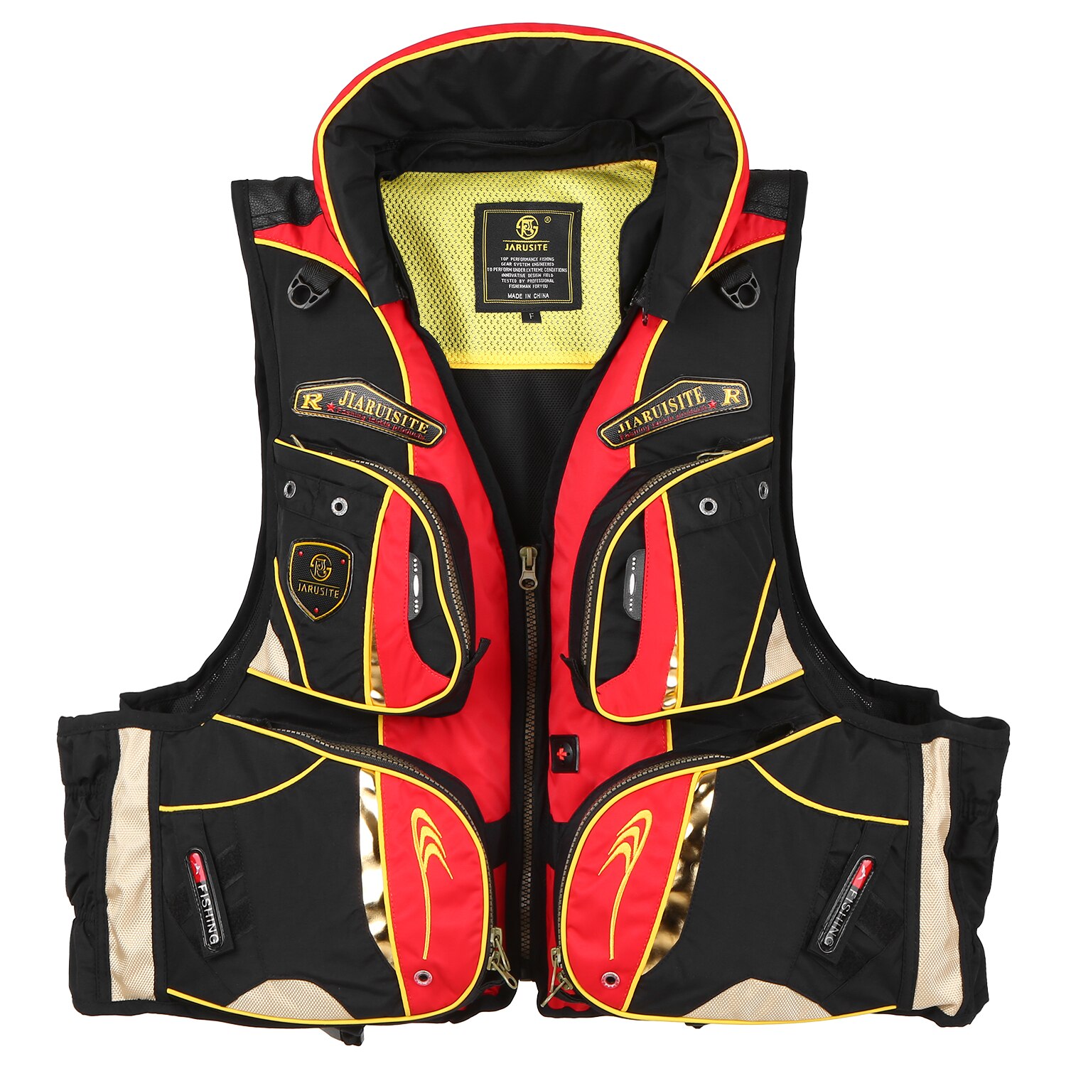 Vissen Zwemvest Outdoor Ademend Meerdere Zakken Floatation Zwemvest Volwassenen Drijfvermogen Vest Veiligheid Jas 낚시조끼: Red 2