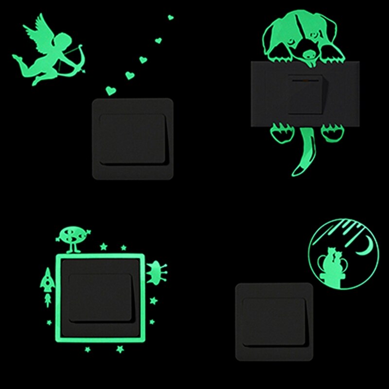 Een Pak Van 5 Stuks Luminous Light Switch Decals Glow In The Dark Muurstickers Stickers Decoratieve Kunst Plakken