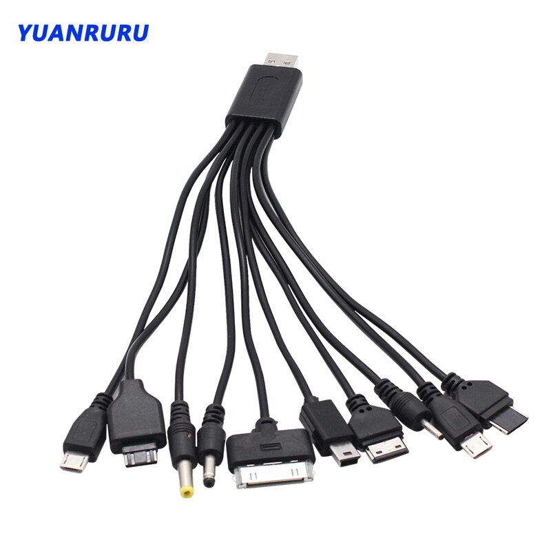 USB Cable 10 in 1 Universal Portable USB Data Cable For Cell Phone Fast Charging Mobile Phone One Drag 10 USB Charging Cable