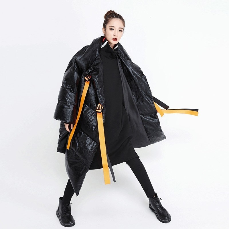 CHICEVER rubans femmes hiver doudoune col montant à manches longues asymétrique veste femme vêtements marée