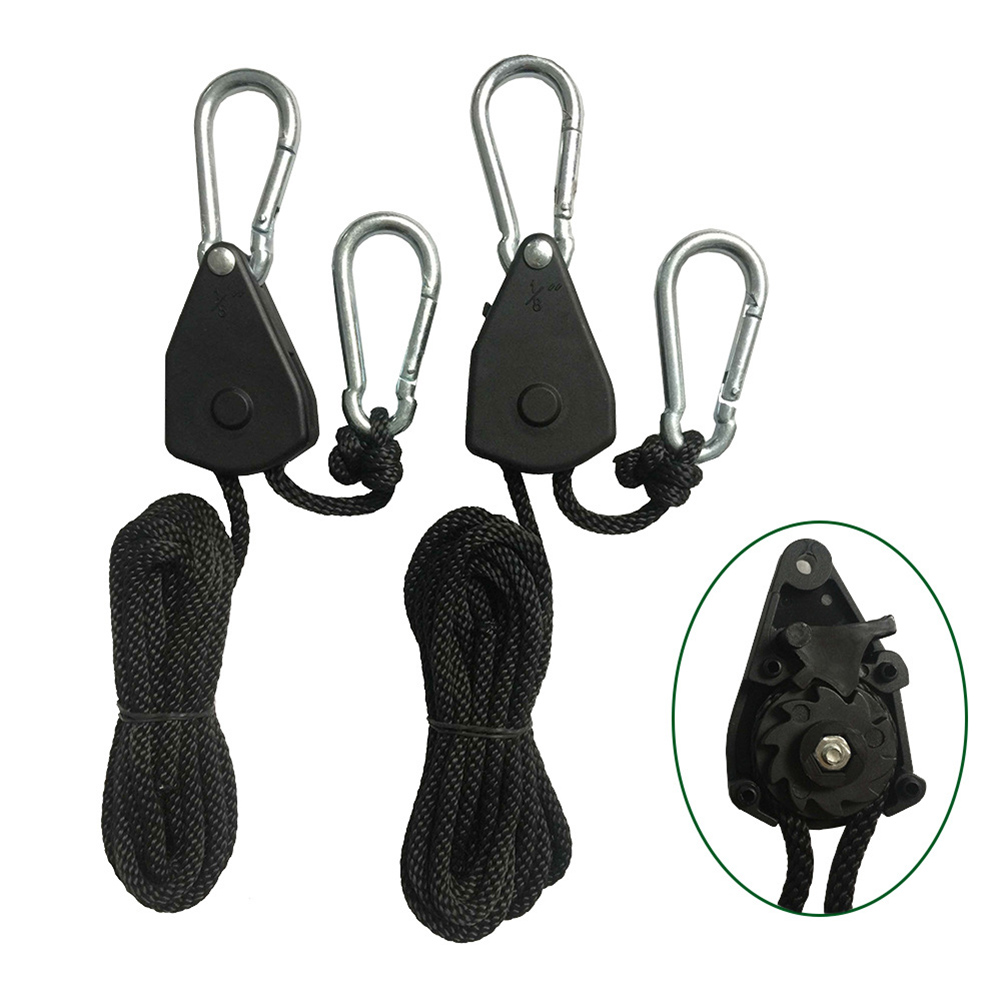 20-2PCS Hanger Pulley Ratchets Kayak Rope Rope Pulley 1/8 Lift Pulley Lock Tie Down Strap 1.6M Sky Curtain Tent for Camping