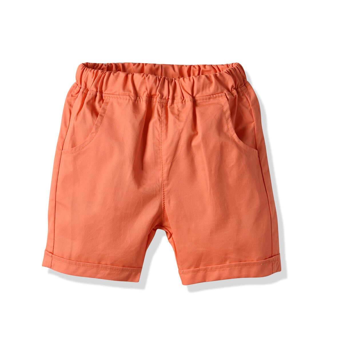 Orange solida shorts pojkar barn byxor pojkar fritidsshorts medelålders baby vävda sommarshorts barnkläder byxor: 9t